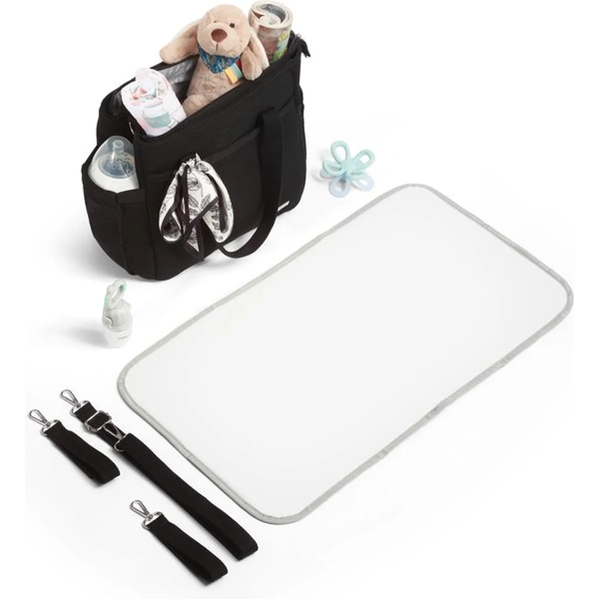 BabyOno CARMEN luiertas voor kinderwagen – zwarte mommy bag met verschoonmat – 9 vakken – stijlvolle verzorgingstas - 7