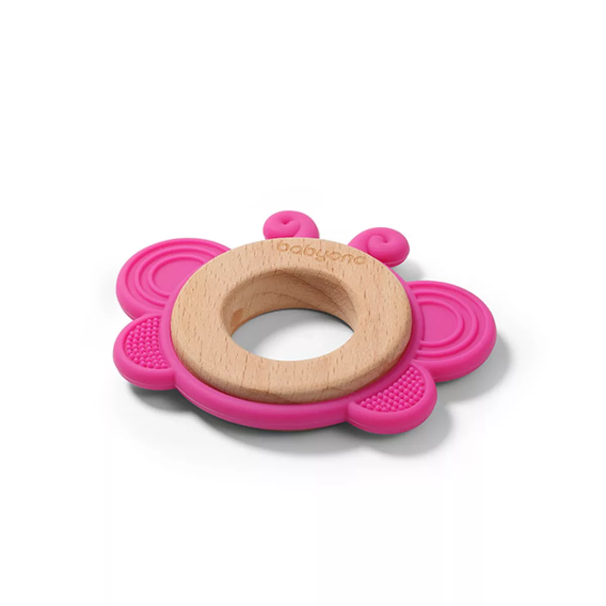 BabyOno Houten en siliconen bijtring - VLINDER