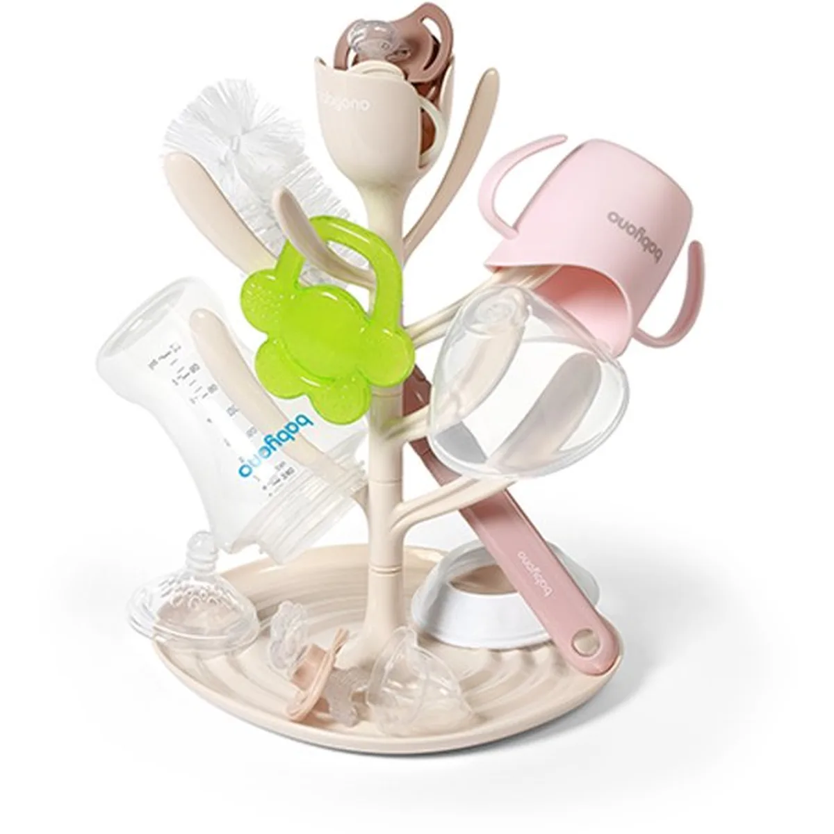 BabyOno TULIP Flessendroger - Droogrek voor Babyflessen en Spenen - BPA-vrij - Beige
