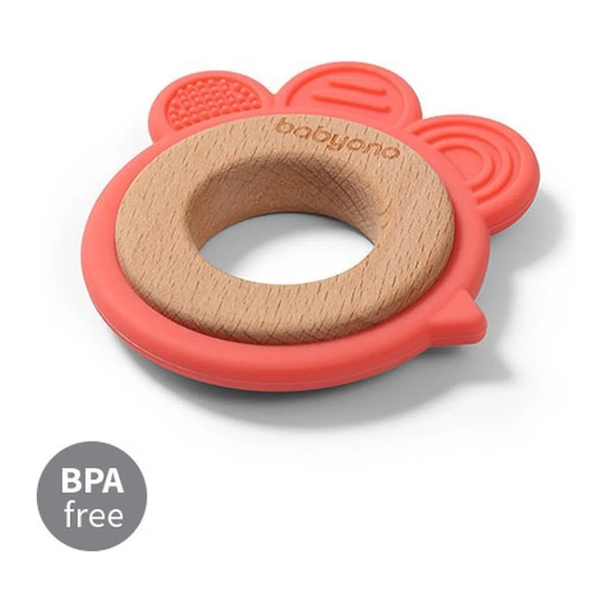BabyOno Houten en siliconen bijtring - KIP - 8
