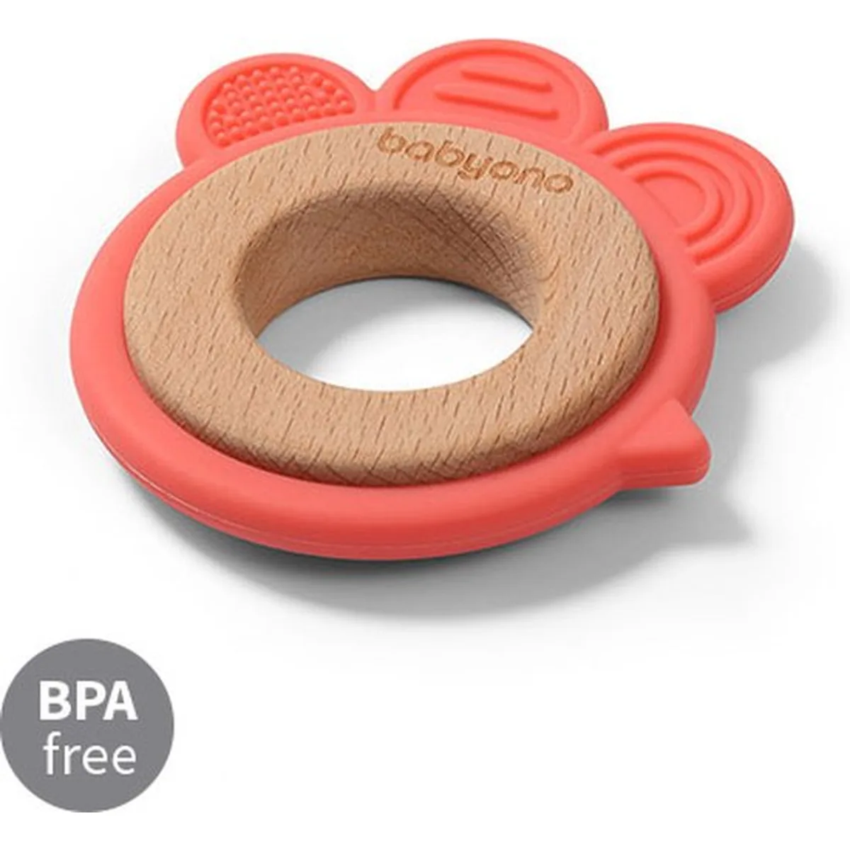 BabyOno Houten en siliconen bijtring - KIP