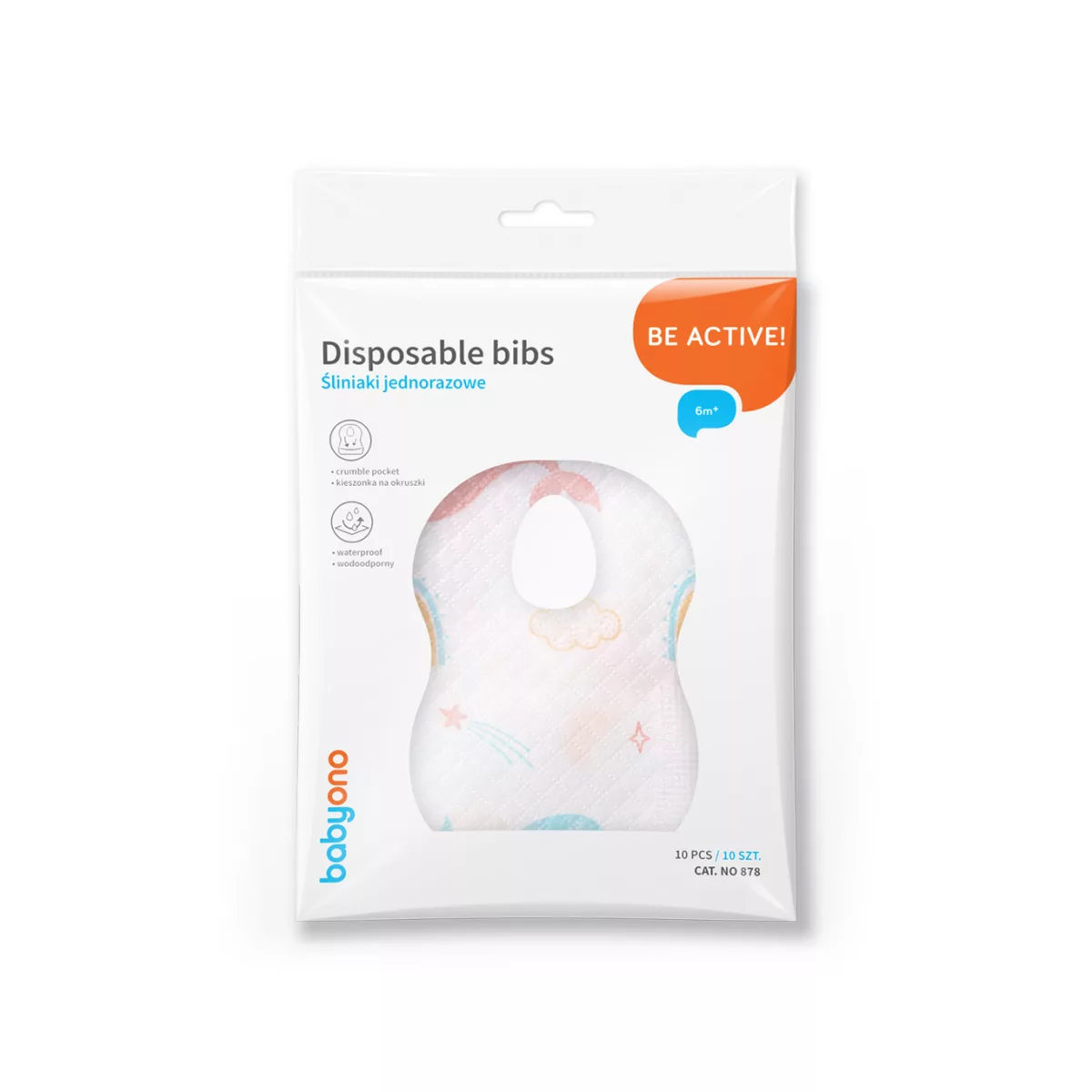 BabyOno Slabbetje - Wegwerp slabbetjes met zakje en waterdichte achterkant - babyvoeding - knoeivrij - kunststof - eenmalig - etensresten - 2