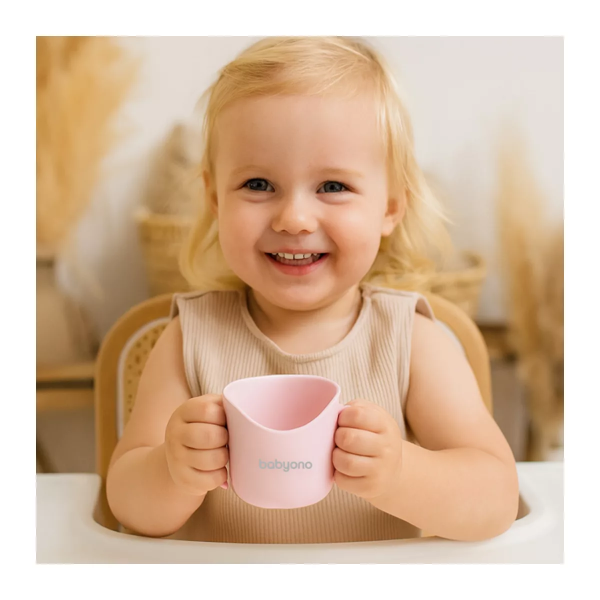 BabyOno FLOW Serie - Ergonomische Trainingsbeker - Pink - Handvatten - 6m+ - 3