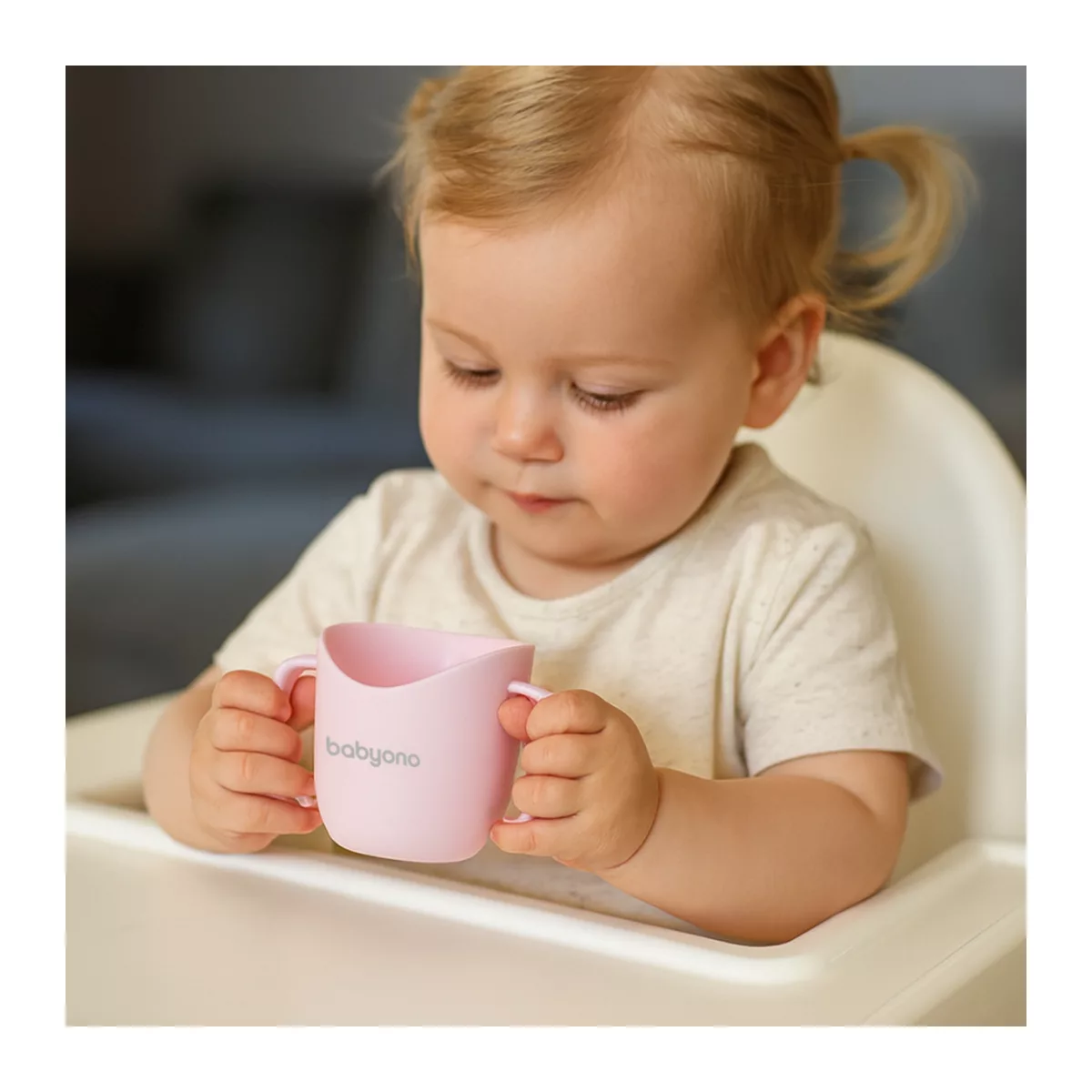 BabyOno FLOW Serie - Ergonomische Trainingsbeker - Pink - Handvatten - 6m+ - 4