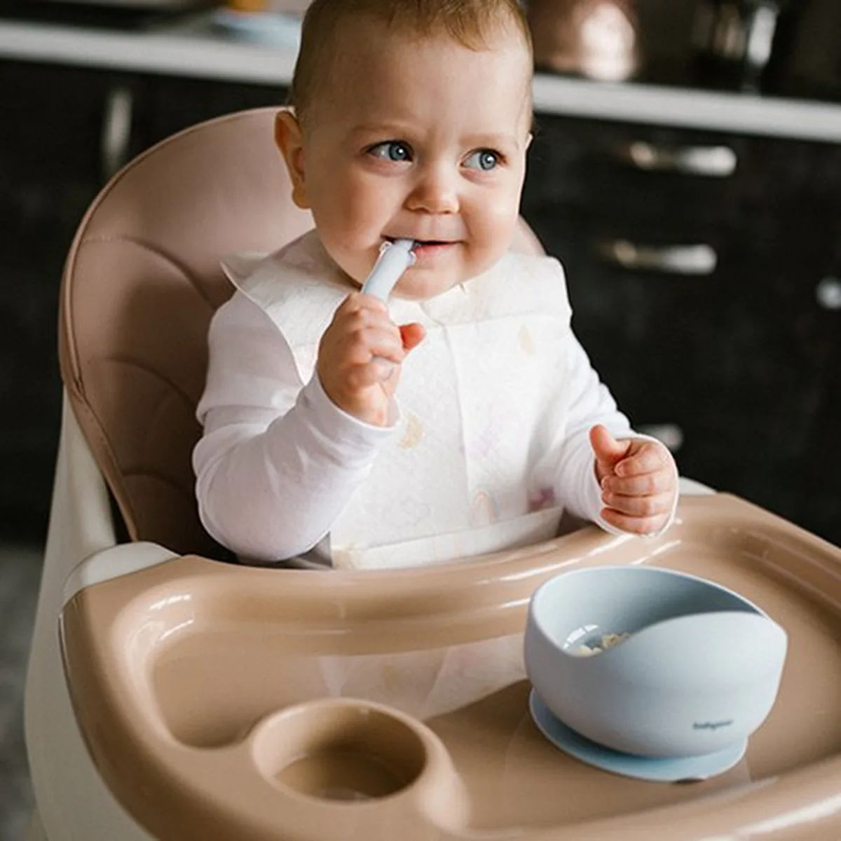 BabyOno Flexibele Siliconen Lepel - Zacht en Veilig - Blauw - 3