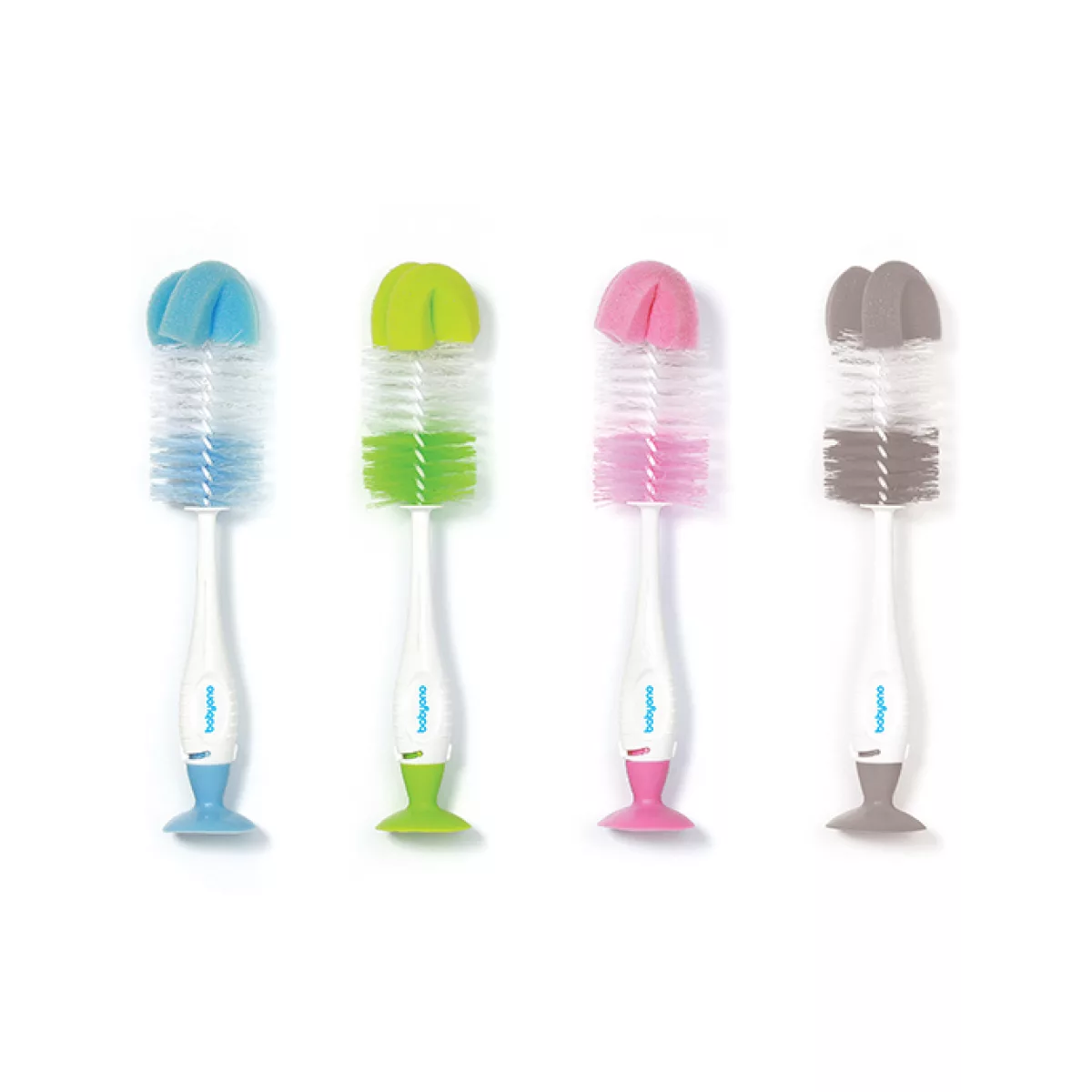 BabyOno Wit/Blauw Flessenborstel met Spons & Zuignap 728/01 - 2