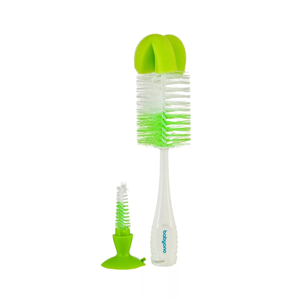 BabyOno Wit/Blauw Flessenborstel met Spons & Zuignap 728/01 - 3