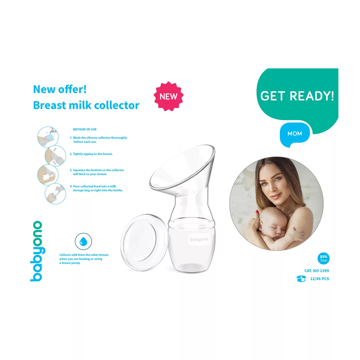 BabyOno Siliconen Moedermelkcollector - Melk collector borstvoeding - Siliconen borstkolf - 6