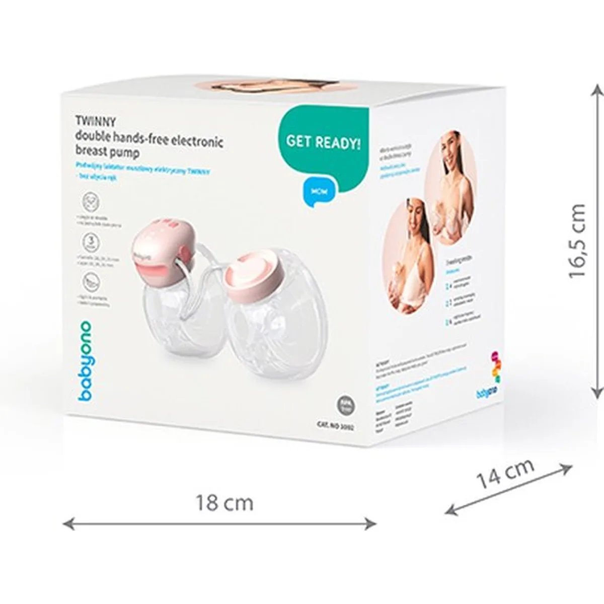 BabyOno TWINNY dubbele draadloze borstkolf – handsfree elektrische borstkolf – wearable breast pump USB-C - 6