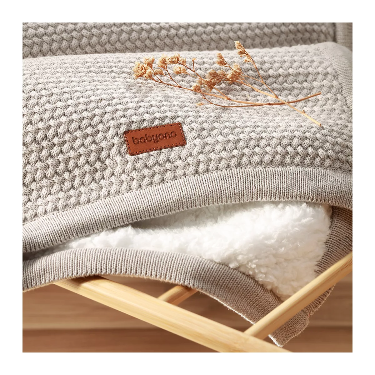BabyOno Baby Deken Katoen Warm 75x100cm Grijs - 4
