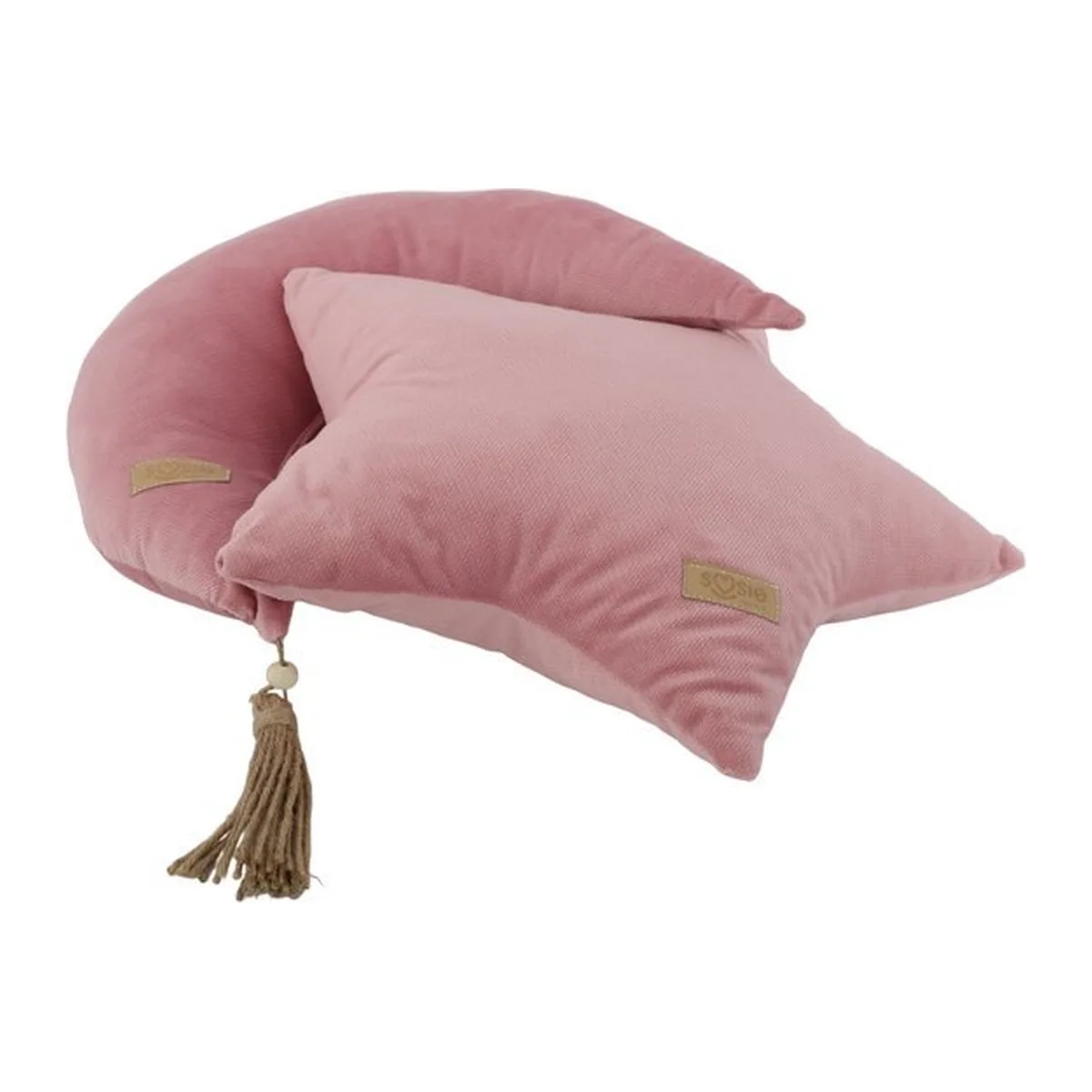 Soosie - GLAMOUR - Set van 2 Decoratieve Kussens - Kussen woonkamer - Bank kussen - Sierkussen - Decoratie kussen - Ster en Maan - Roze velvet - 8