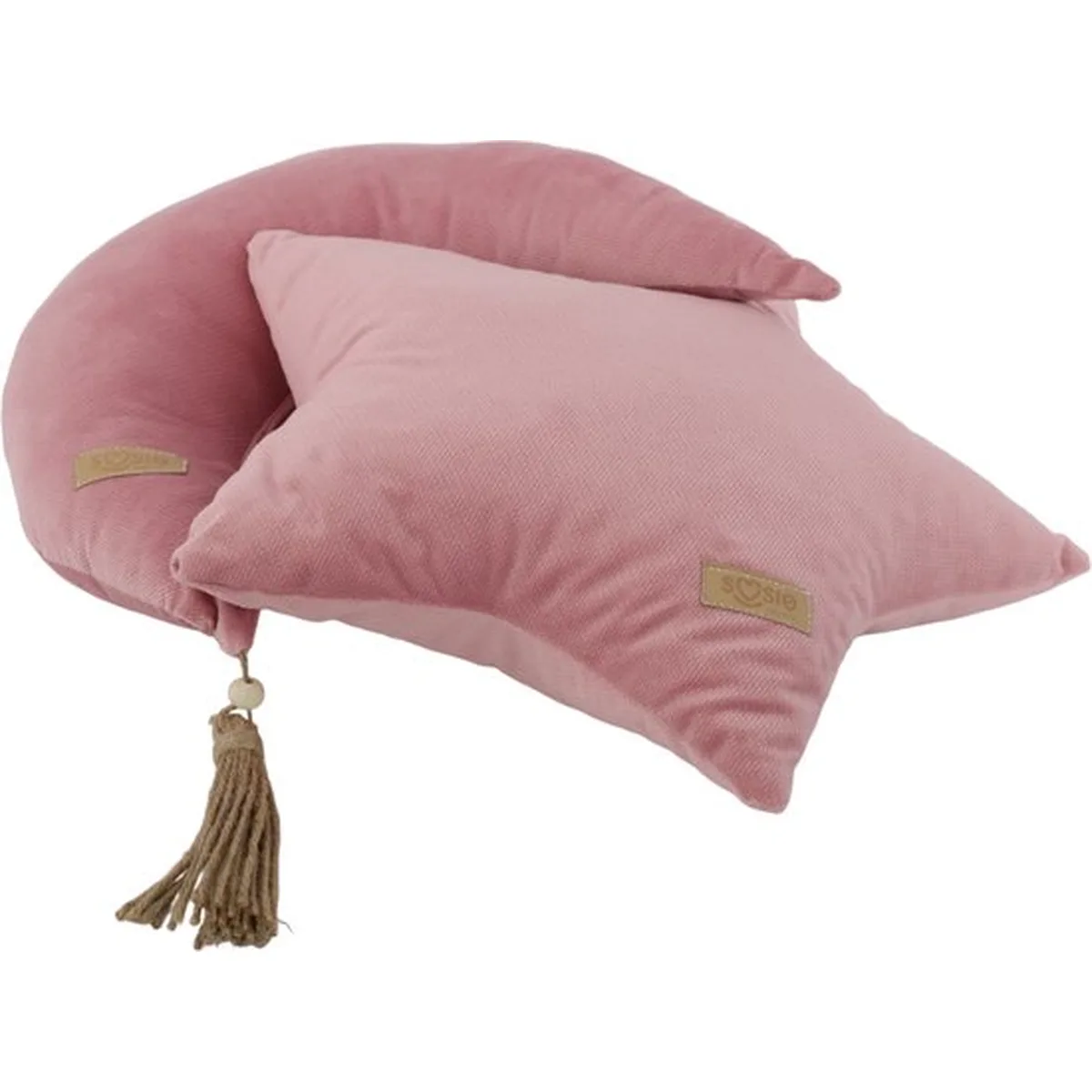 Soosie - GLAMOUR - Set van 2 Decoratieve Kussens - Kussen woonkamer - Bank kussen - Sierkussen - Decoratie kussen - Ster en Maan - Roze velvet