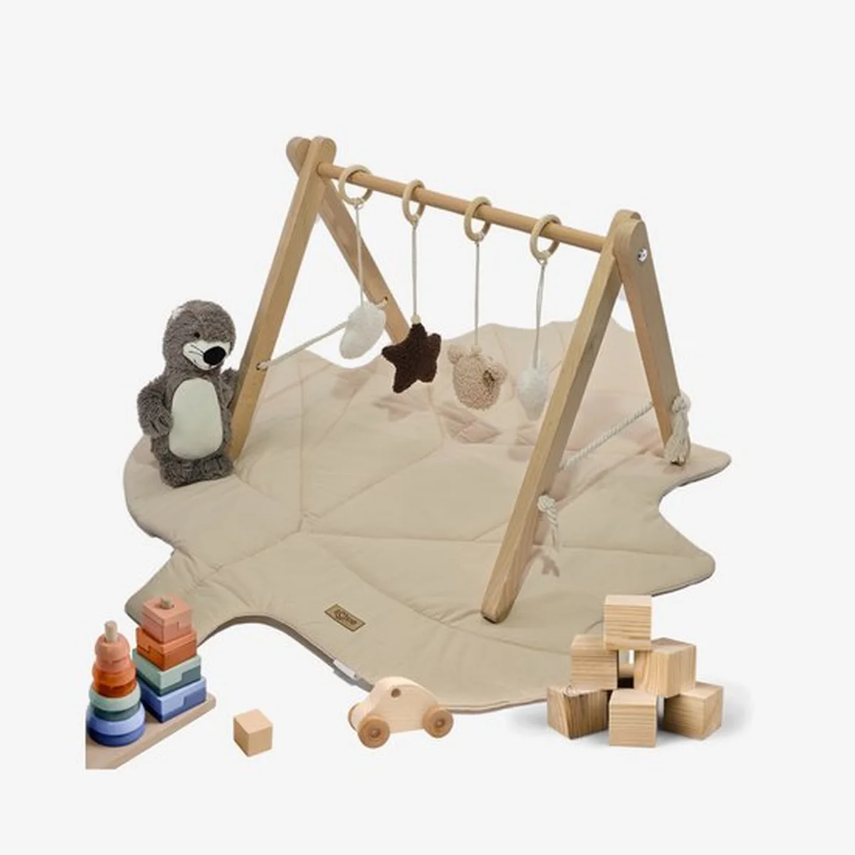 Soosie Speelmat voor Baby's in Bladvorm – Katoenen Activiteitenmat 87x117 cm – Zandkleurig – Zachte Babymat voor Buiklig en Spel - 3
