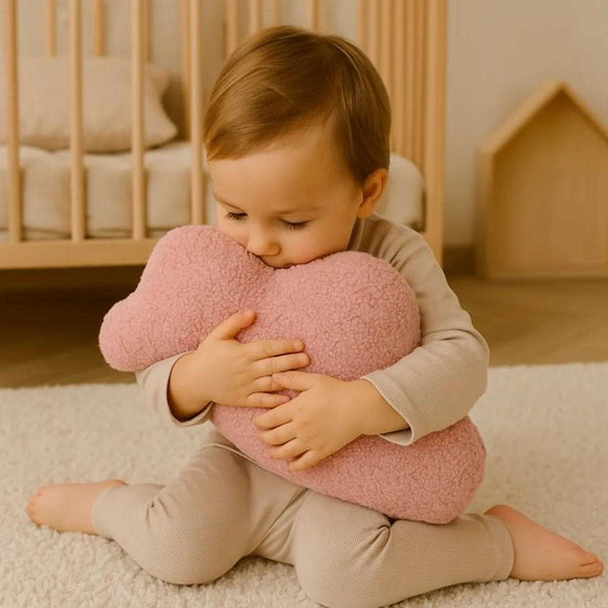 Soosie - Sierkussen Wolk – Kussentje - Teddy Bouclé – 37×58 cm – Zacht Roze - 2