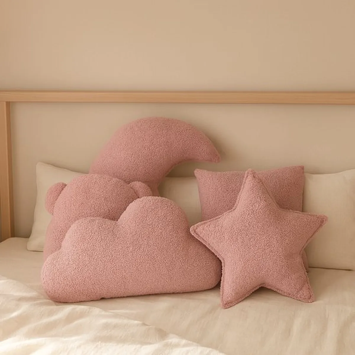 Soosie - Sierkussen Wolk – Kussentje - Teddy Bouclé – 37×58 cm – Zacht Roze - 6
