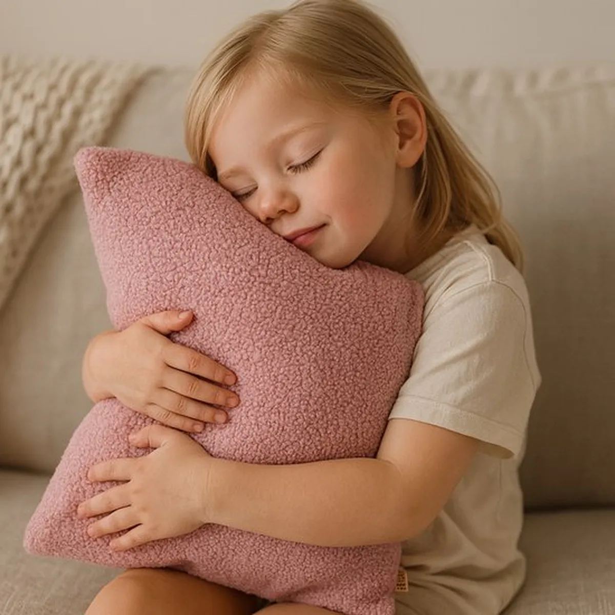 Soosie - Sierkussen Vierkant – Kussentje - Teddy Bouclé – 40×40 cm – Zacht Roze - 6