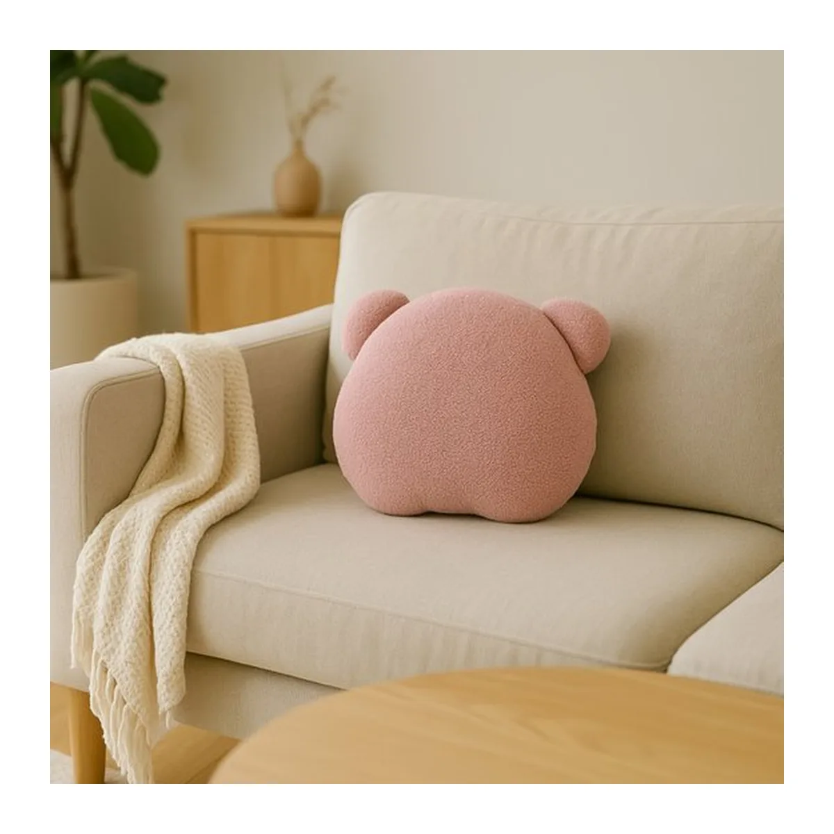 Soosie - Sierkussen Beer – Kussentje - Teddy Bouclé – 35×40 cm – Zacht Roze - 8