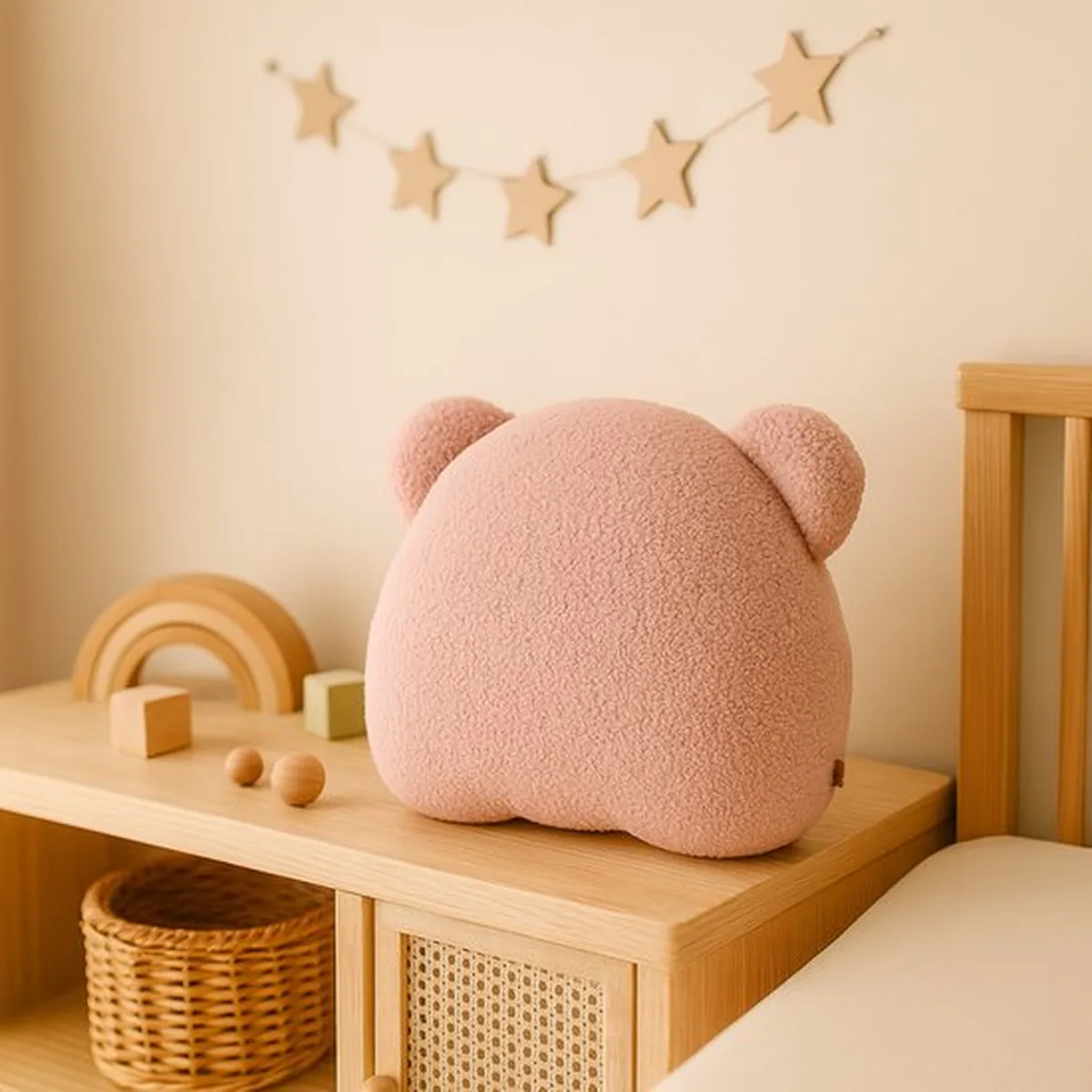 Soosie - Sierkussen Beer – Kussentje - Teddy Bouclé – 35×40 cm – Zacht Roze - 3