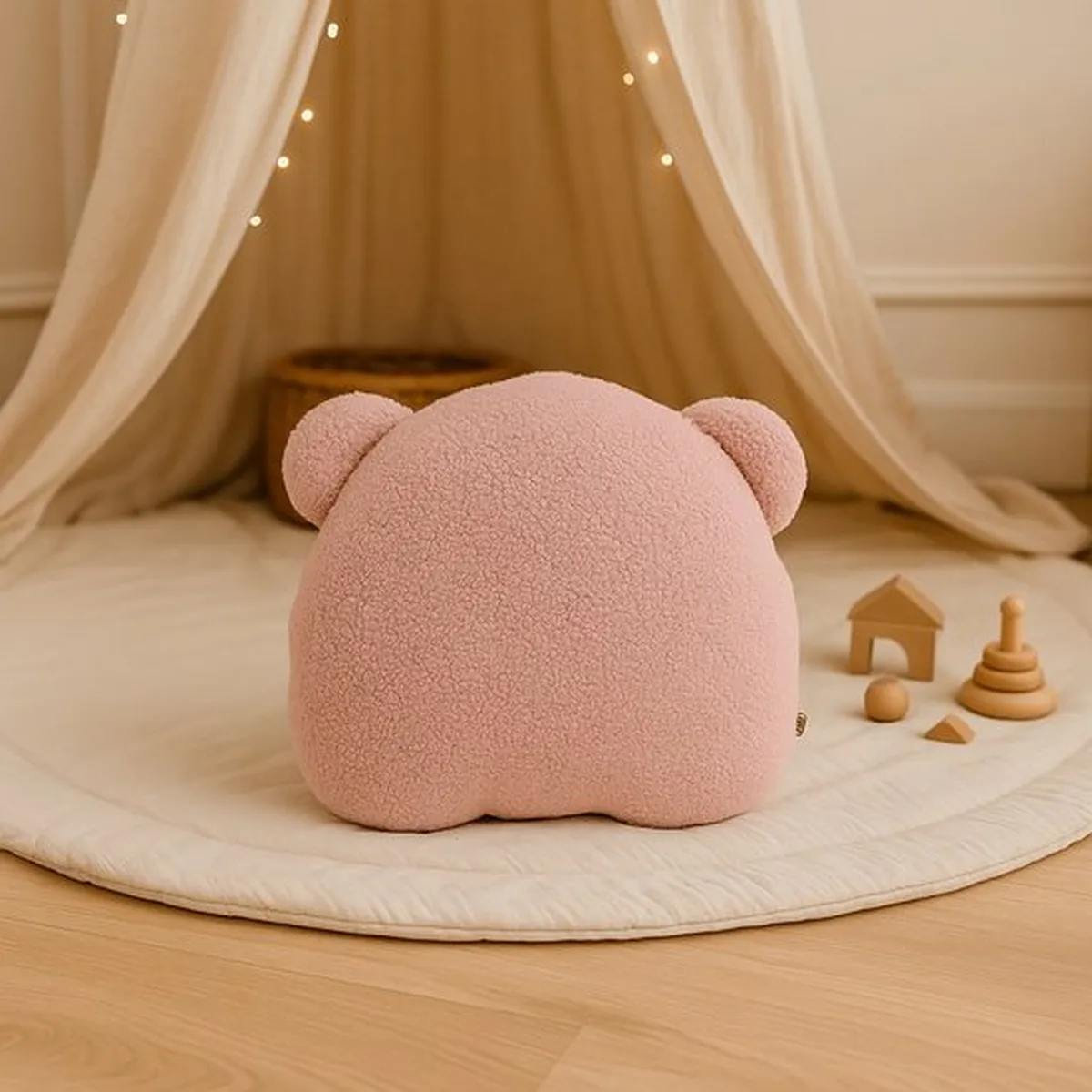 Soosie - Sierkussen Beer – Kussentje - Teddy Bouclé – 35×40 cm – Zacht Roze - 4
