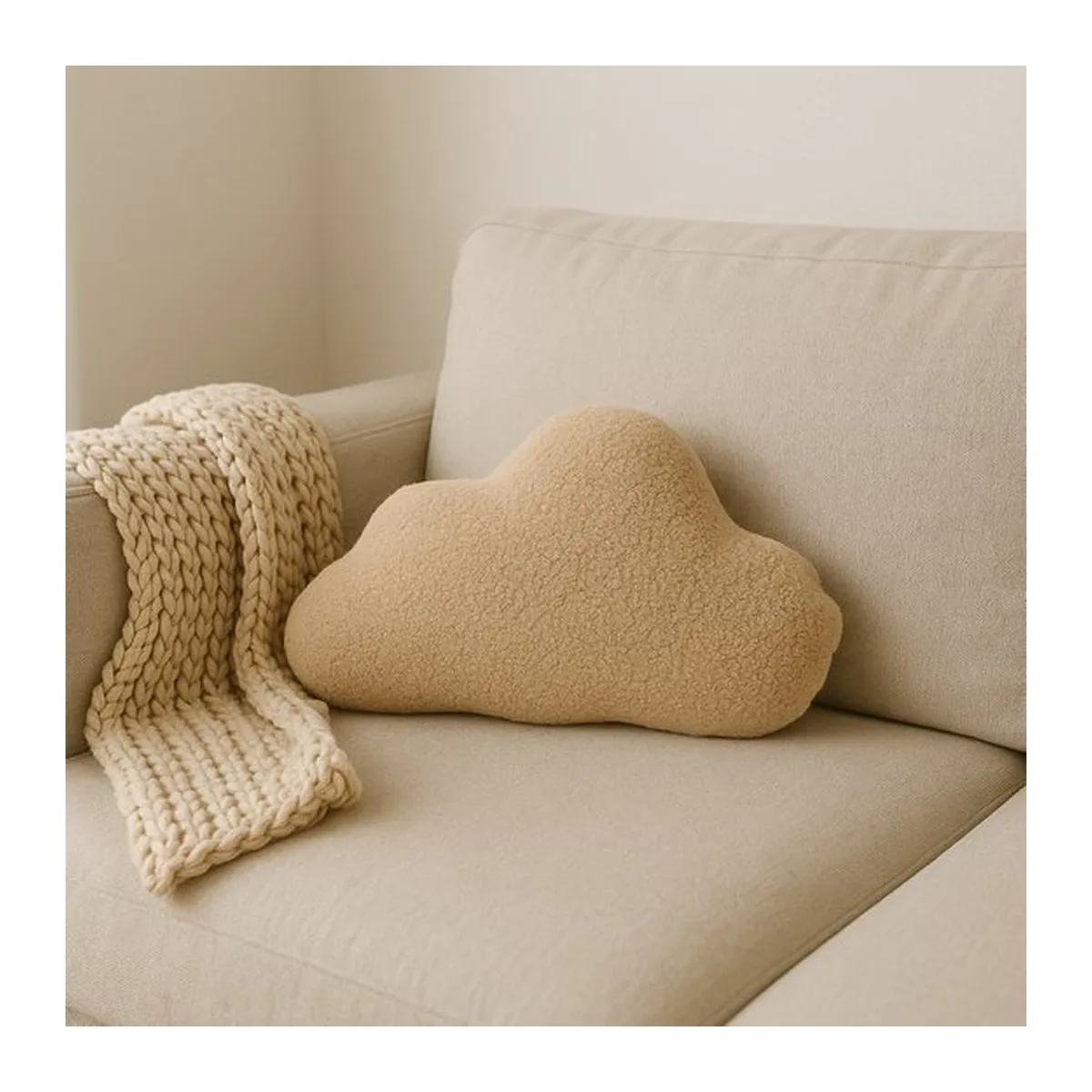 Soosie - Sierkussen Wolk – Kussentje - Teddy Bouclé – 37×58 cm – Beige - 7