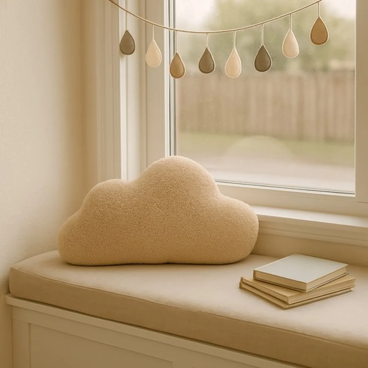 Soosie - Sierkussen Wolk – Kussentje - Teddy Bouclé – 37×58 cm – Beige - 4
