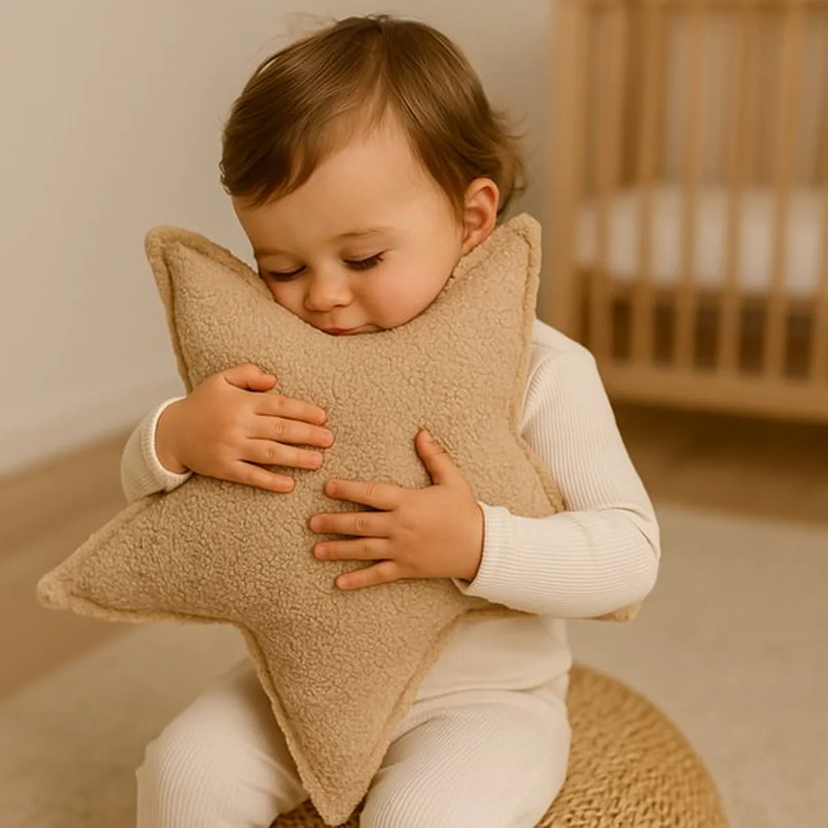 Soosie - Sierkussen Ster – Kussentje - Teddy Bouclé – 45×45 cm – Beige - 5
