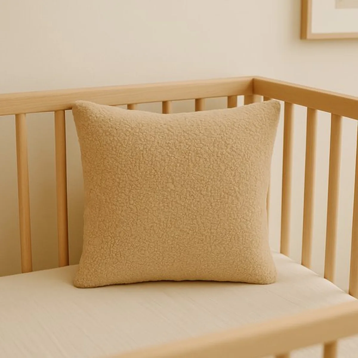 Soosie - Sierkussen Vierkant – Kussentje - Teddy Bouclé – 40×40 cm – Beige - 2
