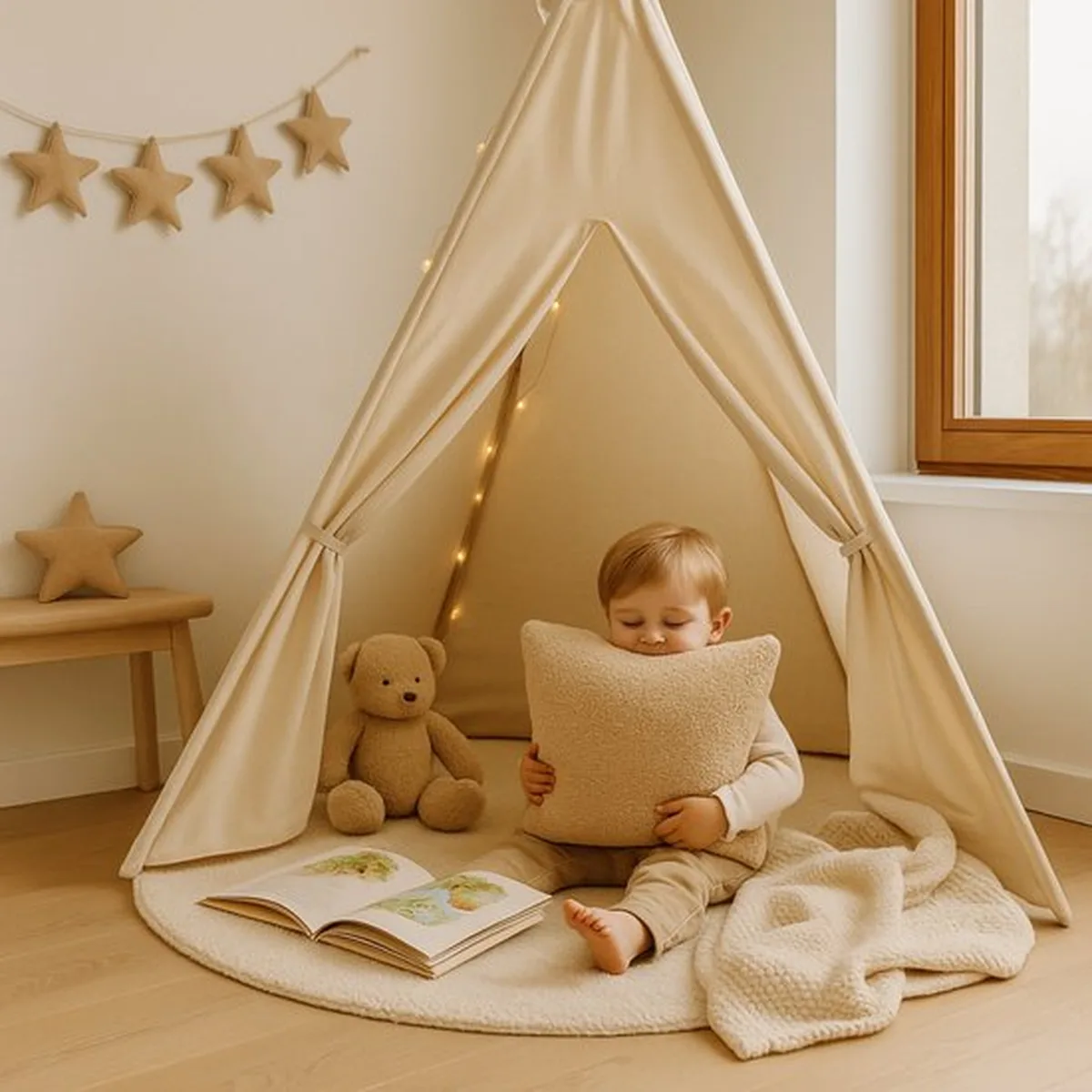 Soosie - Sierkussen Vierkant – Kussentje - Teddy Bouclé – 40×40 cm – Beige - 4