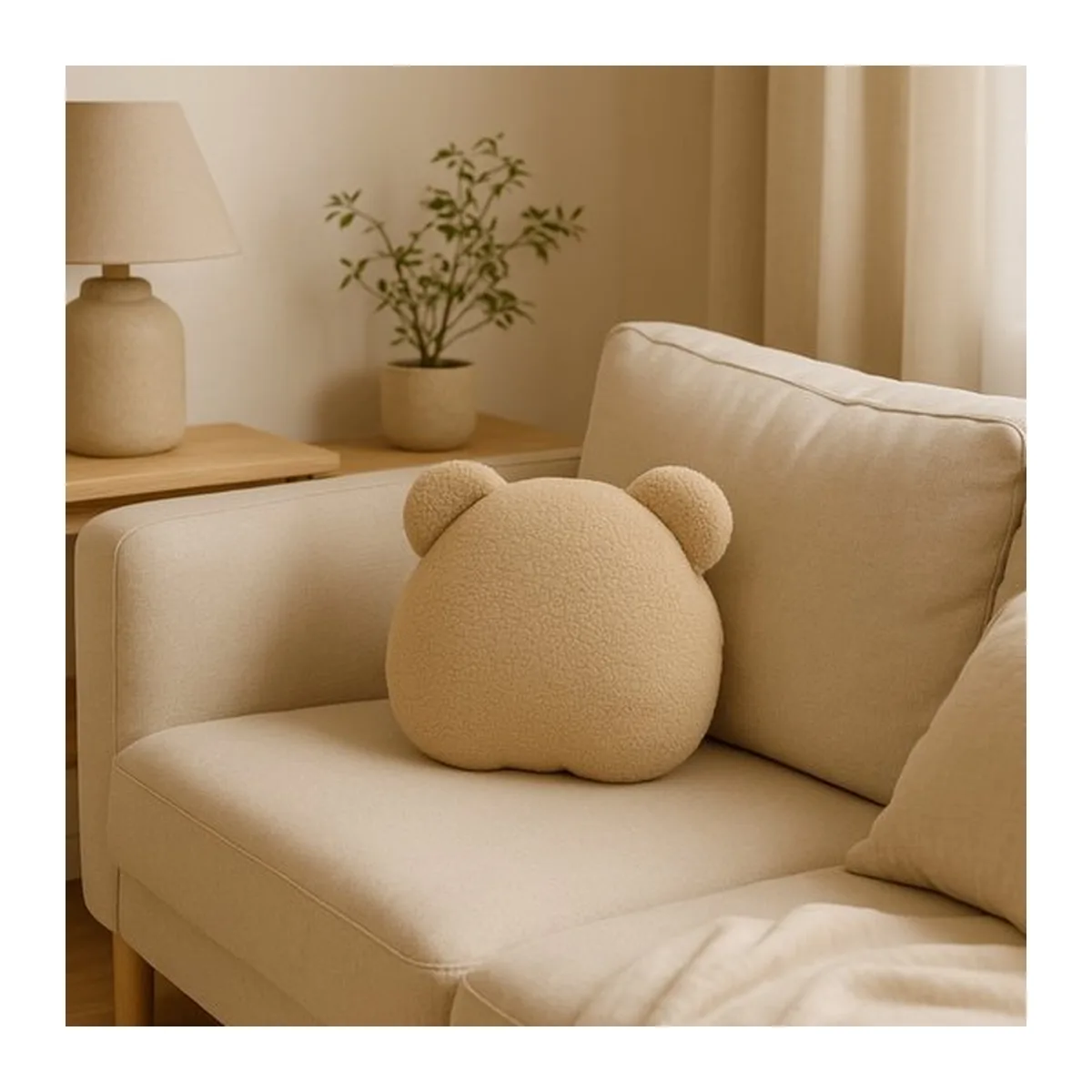 Soosie - Sierkussen Beer – Kussentje - Teddy Bouclé – 35×40 cm – Beige - 7