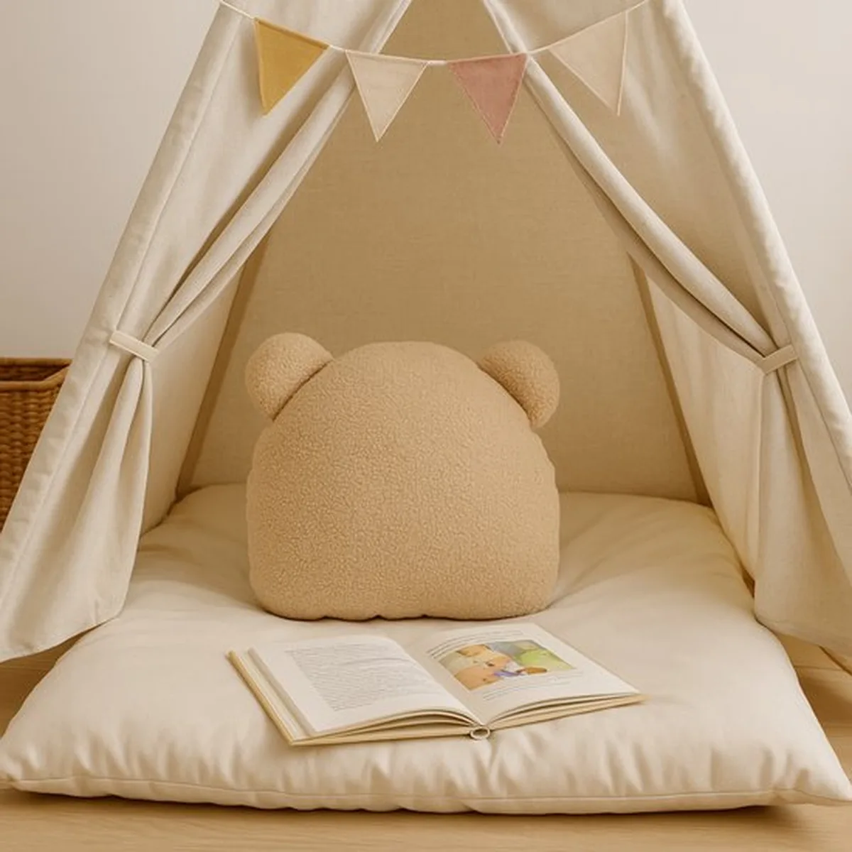 Soosie - Sierkussen Beer – Kussentje - Teddy Bouclé – 35×40 cm – Beige - 2