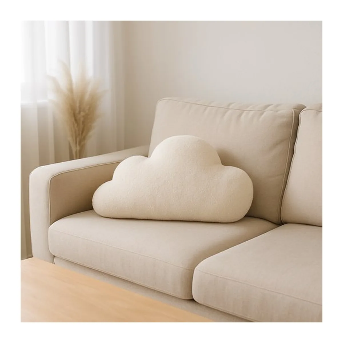 Soosie - Sierkussen Wolk – Kussentje - Teddy Bouclé – 37×58 cm – Crème - 6