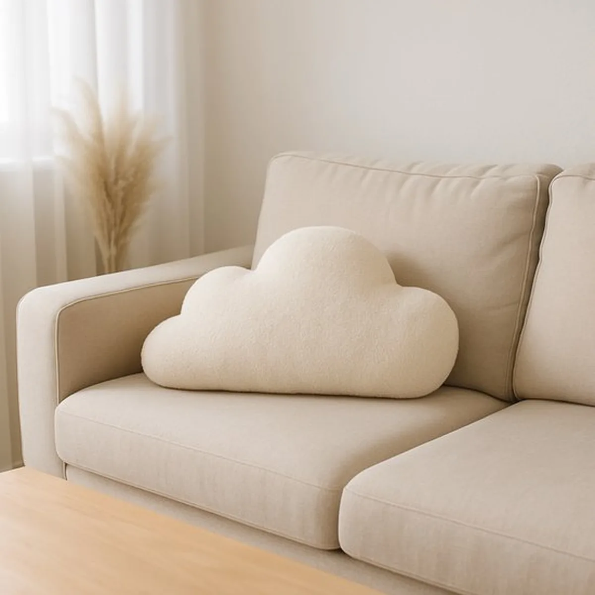Soosie - Sierkussen Wolk – Kussentje - Teddy Bouclé – 37×58 cm – Crème