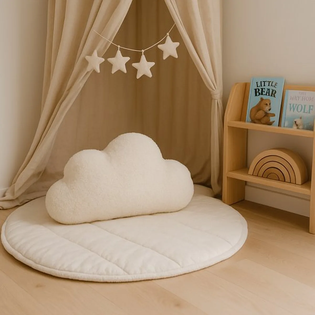 Soosie - Sierkussen Wolk – Kussentje - Teddy Bouclé – 37×58 cm – Crème - 4