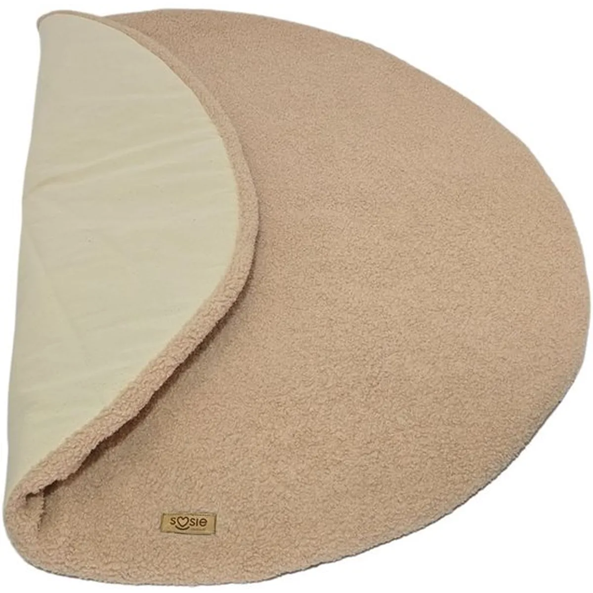 Soosie Teddy Boucle Speelmat ø100 cm – Luxe Baby Speelkleed – Rond – Zachte Activiteitenmat voor Baby's – Beige/Bruin - 2