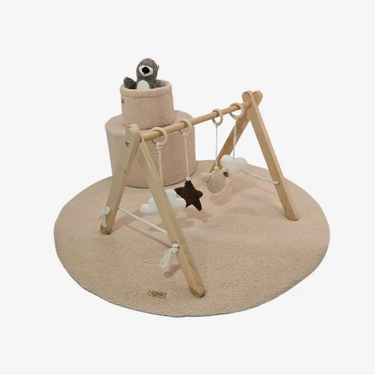 Soosie Teddy Boucle Speelmat ø100 cm – Luxe Baby Speelkleed – Rond – Zachte Activiteitenmat voor Baby's – Beige/Bruin - 4