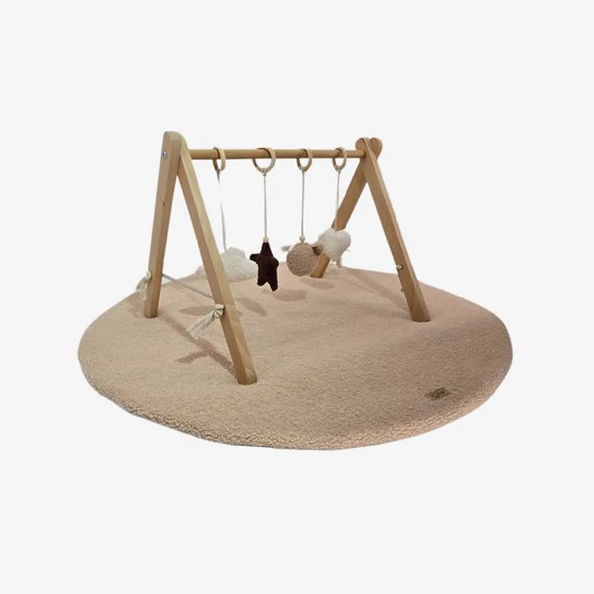 Soosie Teddy Boucle Speelmat ø100 cm – Luxe Baby Speelkleed – Rond – Zachte Activiteitenmat voor Baby's – Beige/Bruin - 5