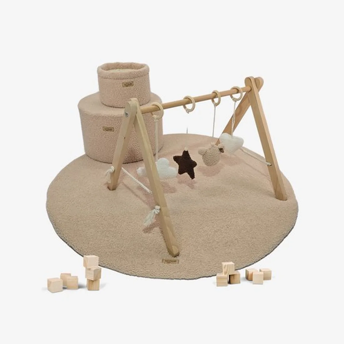 Soosie Teddy Boucle Speelmat ø100 cm – Luxe Baby Speelkleed – Rond – Zachte Activiteitenmat voor Baby's – Beige/Bruin - 6