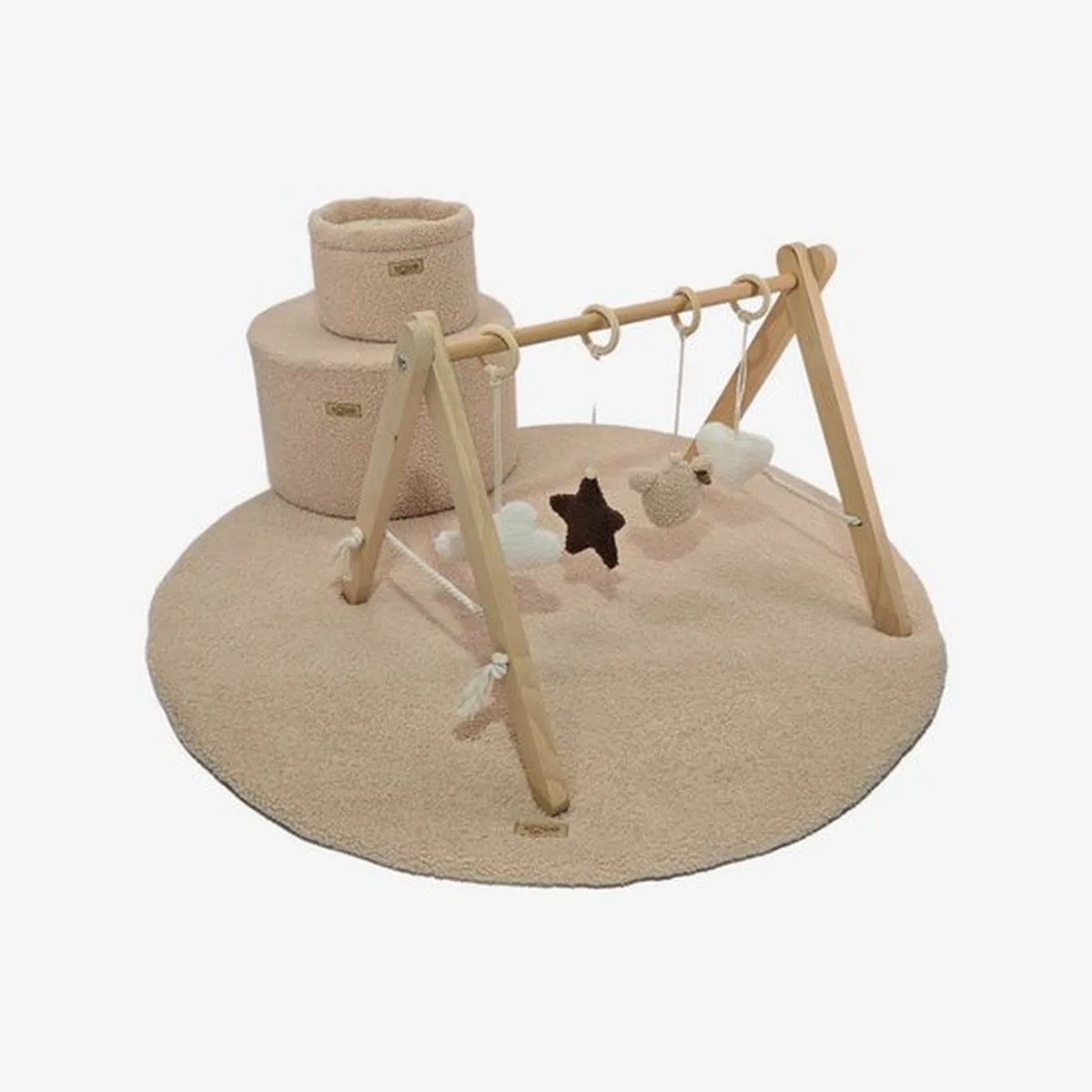Soosie Teddy Boucle Speelmat ø100 cm – Luxe Baby Speelkleed – Rond – Zachte Activiteitenmat voor Baby's – Beige/Bruin - 7
