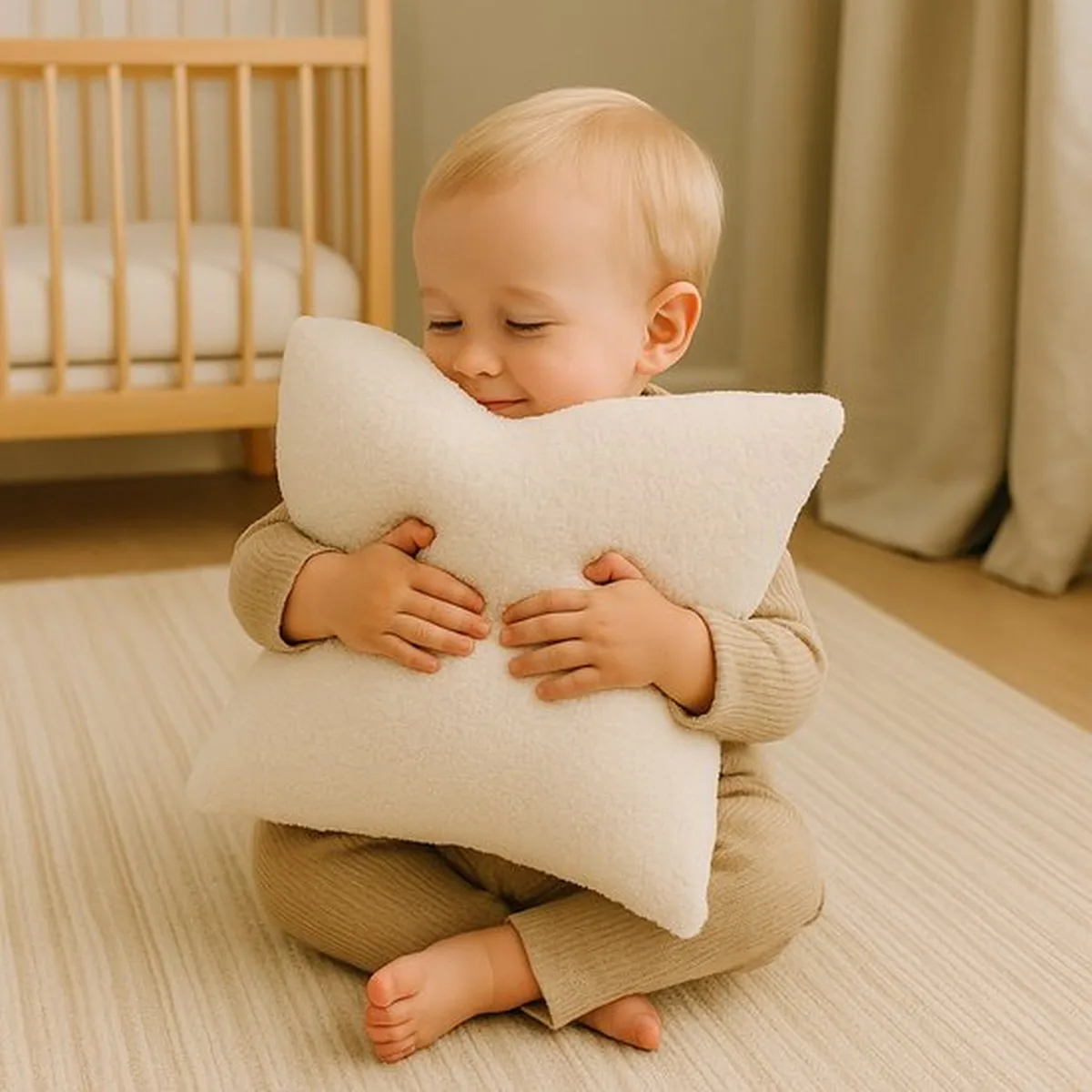 Soosie - Sierkussen Vierkant – Kussentje - Teddy Bouclé – 40×40 cm – Crème - 6