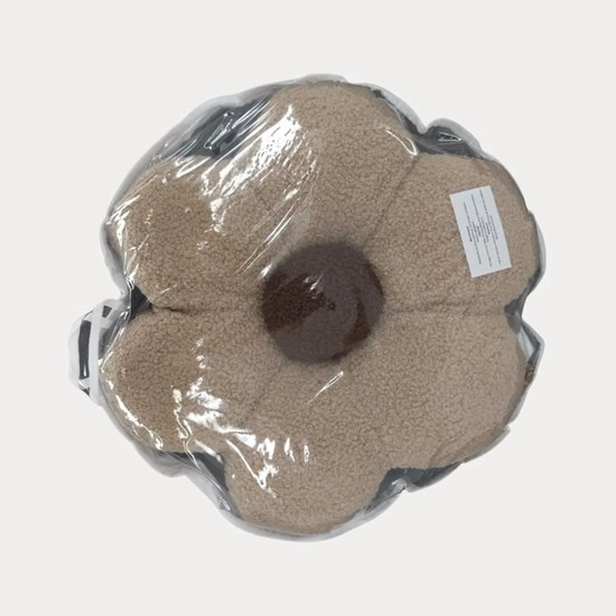 Soosie Sierkussen Bloem – Kussentje – Teddy Bouclé – Ø 40 cm – Beige & Bruin - 5