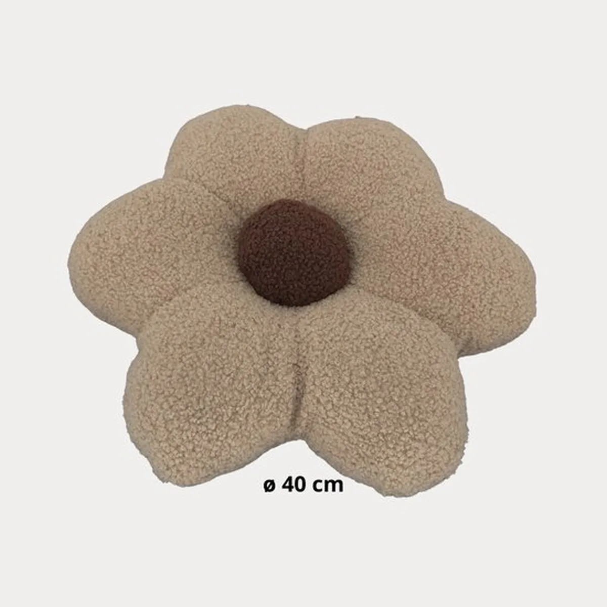 Soosie Sierkussen Bloem – Kussentje – Teddy Bouclé – Ø 40 cm – Beige & Bruin - 6