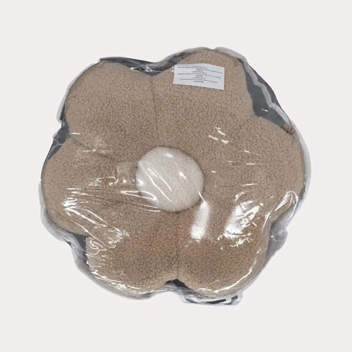 Soosie Sierkussen Bloem – Kussentje – Teddy Bouclé – Ø 40 cm – Beige & Crème - 3