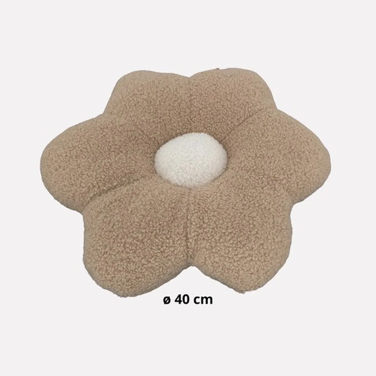 Soosie Sierkussen Bloem – Kussentje – Teddy Bouclé – Ø 40 cm – Beige & Crème - 6