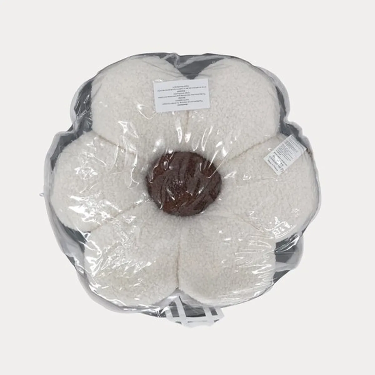 Soosie Sierkussen Bloem – Kussentje – Teddy Bouclé – Ø 40 cm – Crème & Bruin - 4