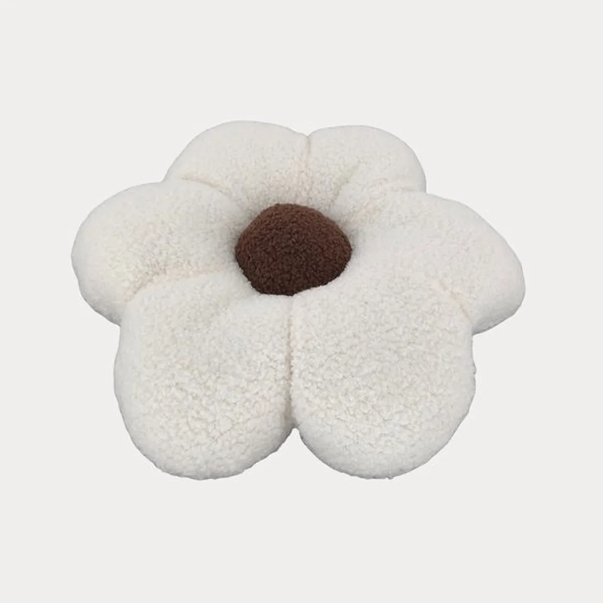 Soosie Sierkussen Bloem – Kussentje – Teddy Bouclé – Ø 40 cm – Crème & Bruin - 7