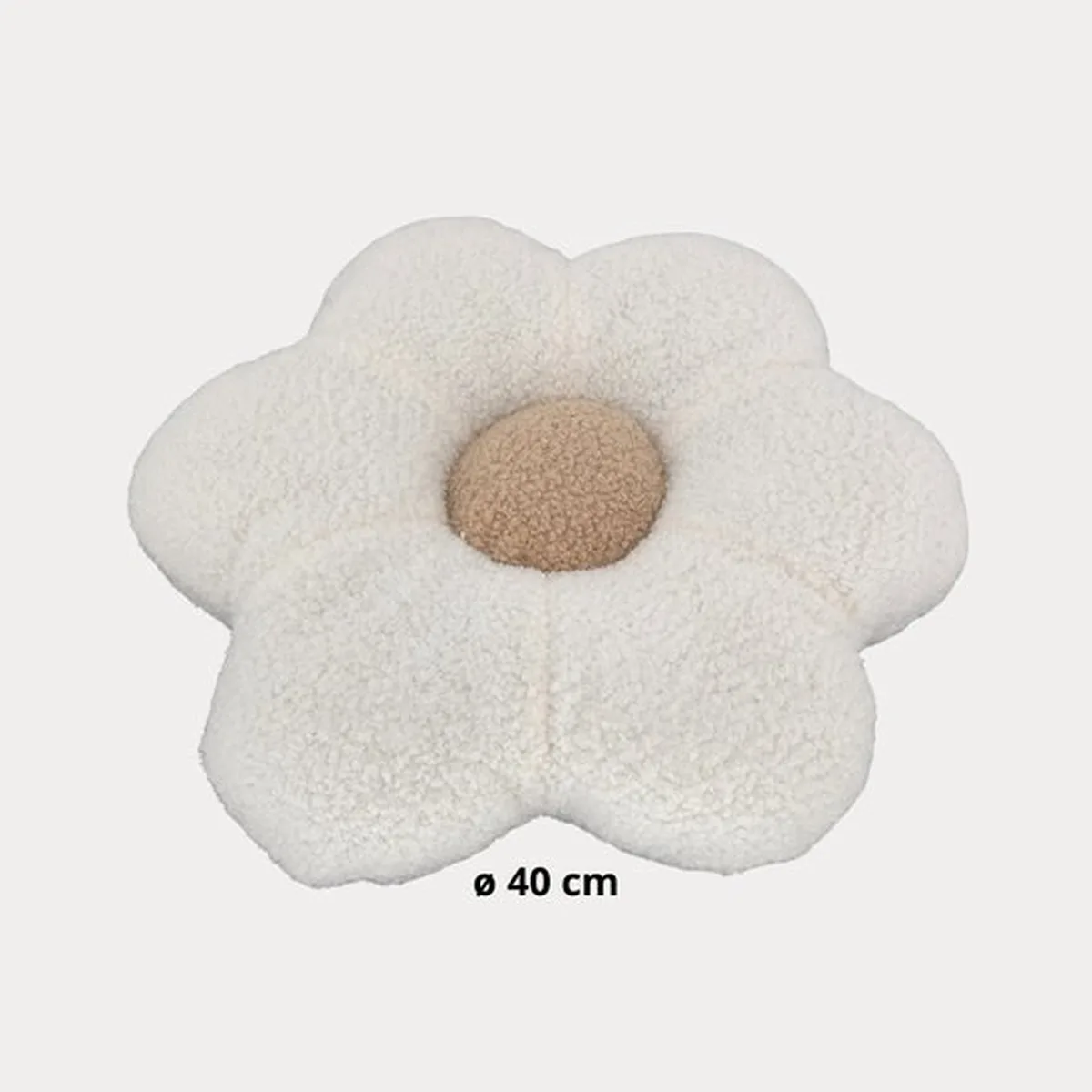 Soosie Sierkussen Bloem – Kussentje – Teddy Bouclé – Ø 40 cm – Crème & Beige - 5
