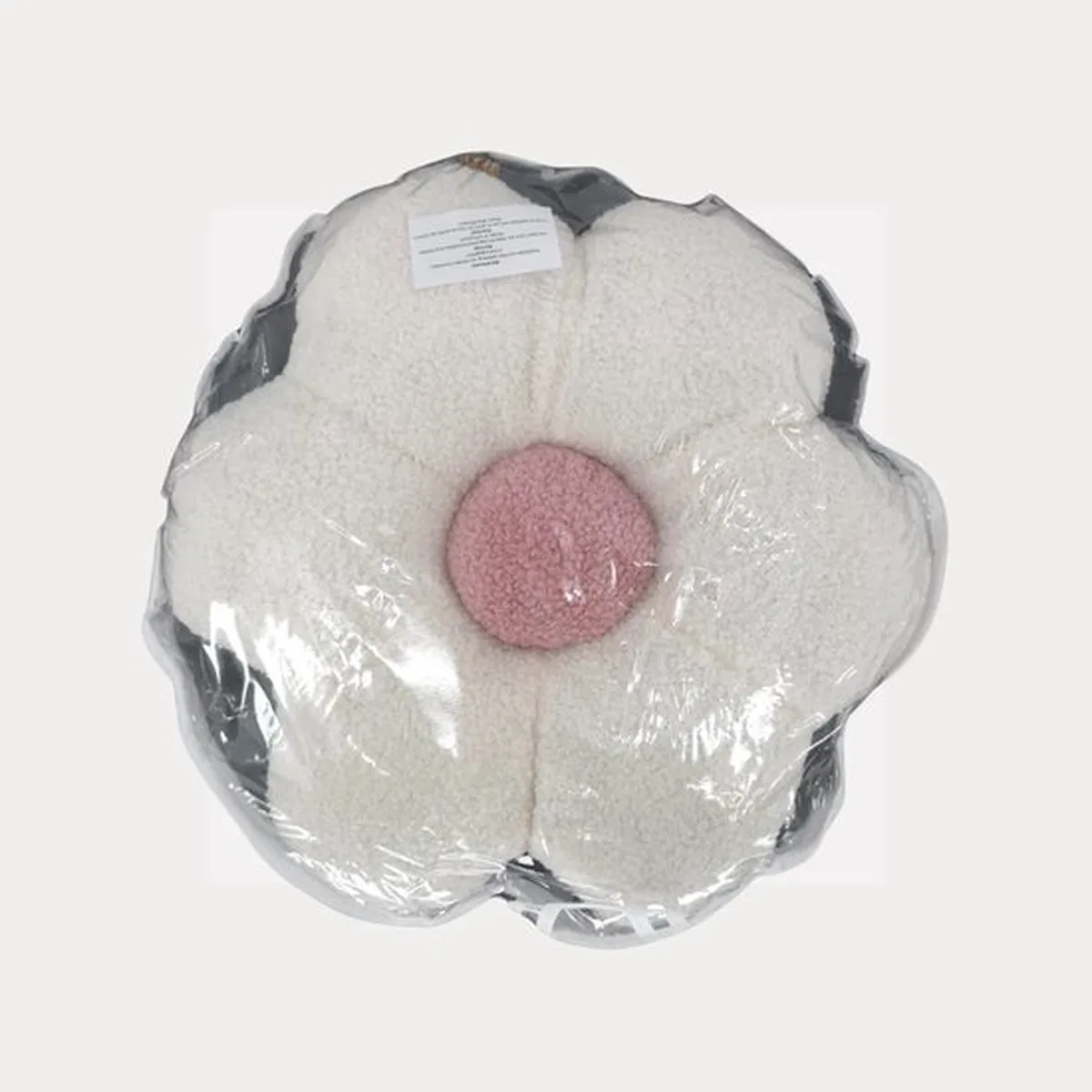 Soosie Sierkussen Bloem – Kussentje – Teddy Bouclé – Ø 40 cm – Crème & Zacht Roze - 4