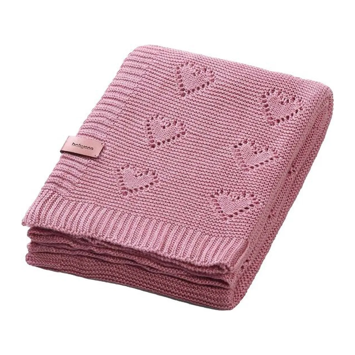 BabyOno Wiegdeken Roze - Bamboo Wieglaken 75 x 100 cm - Knitted Hearts - Meisjes