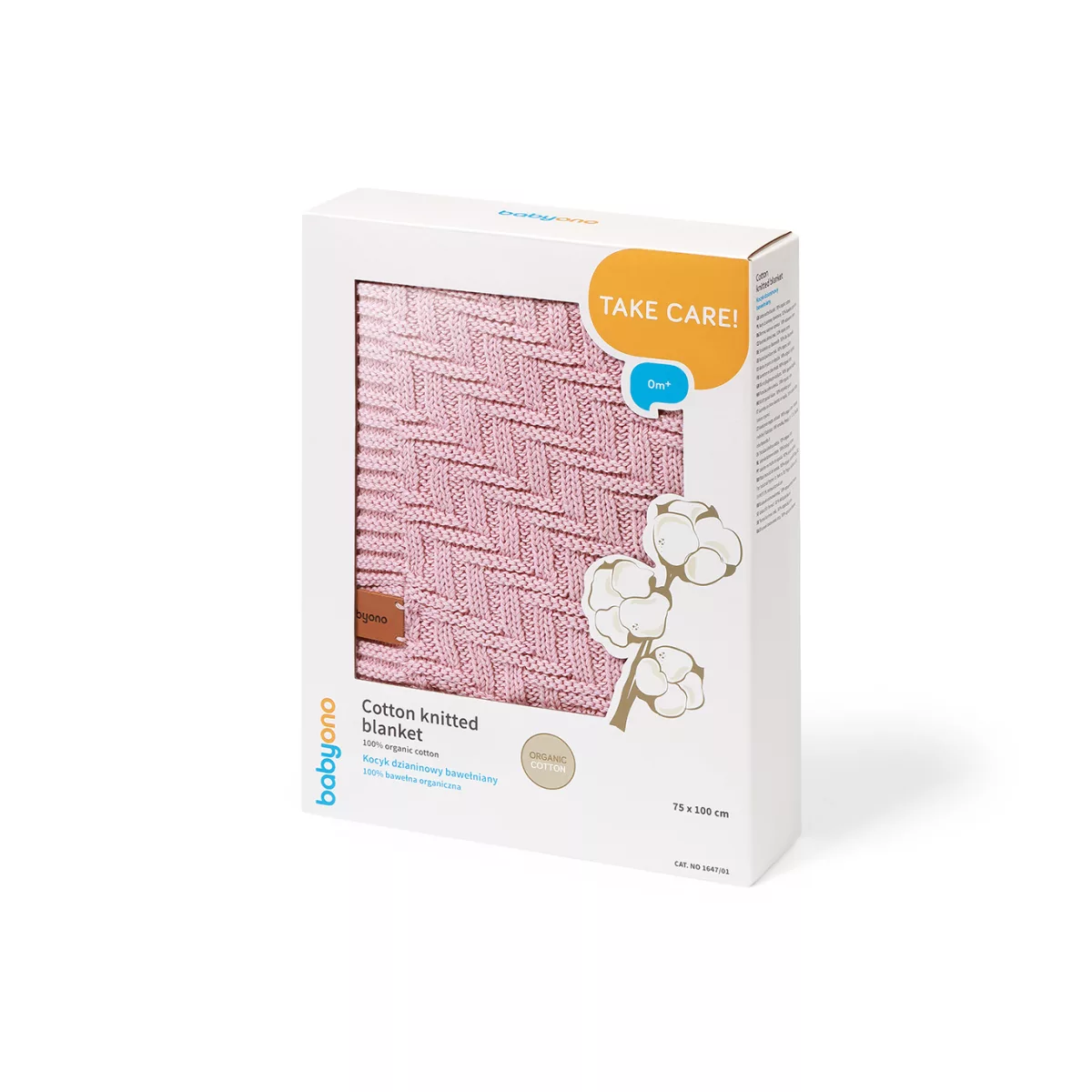 BabyOno 1647/03 – Katoenen gebreide deken – 100% biologisch katoen (GOTS) – 75×100 cm – 0m+ - 4