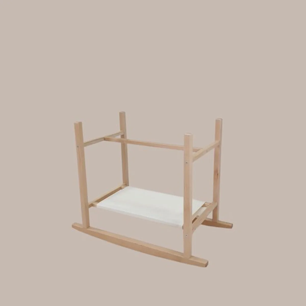 Soosie - Teddy Bouclé - Mozesmand - Baby Wieg met Schommelbasis - Natuurlijk Beukenhout – Cream – 75×36 – Met Matras - 3